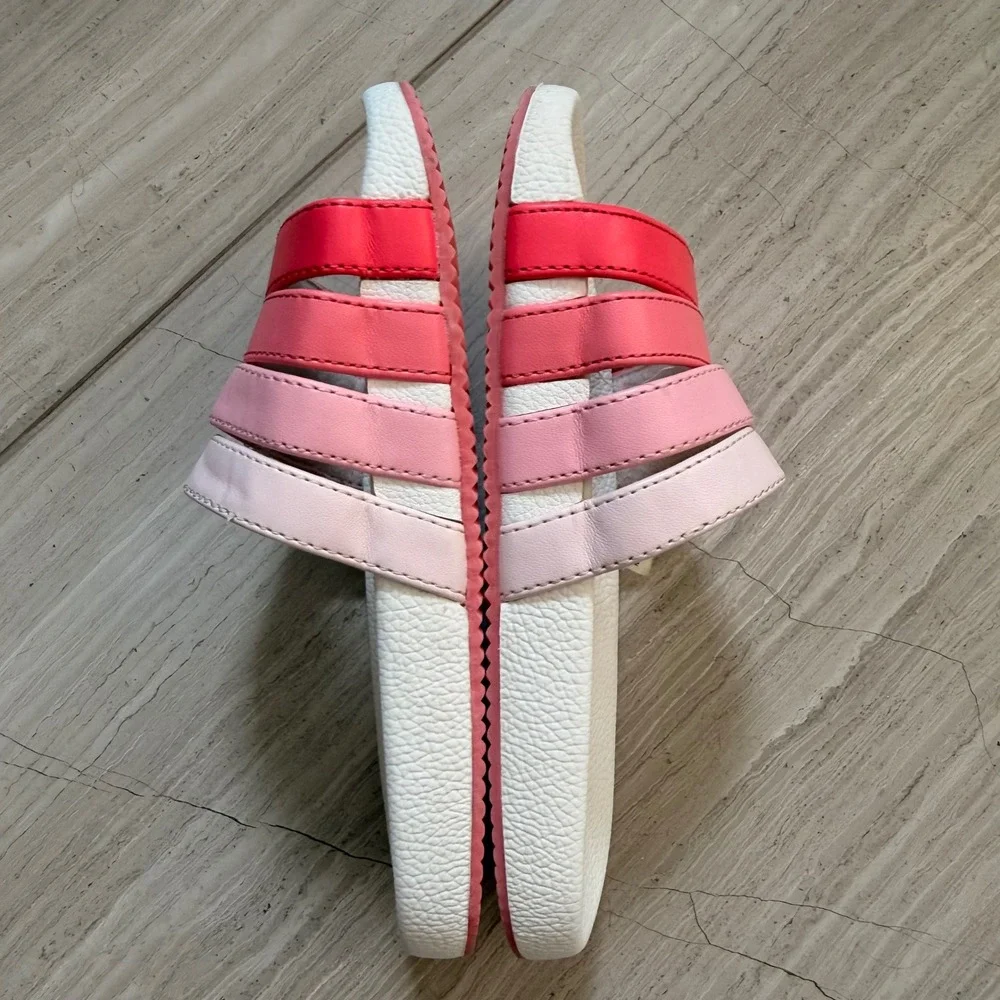 Janie and Jack Ombre Pool Slide Multi Strap Pink Red Beach Summer Vacation 9 EUC